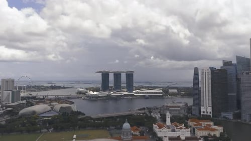 Drone view of Singapore during cloudy day