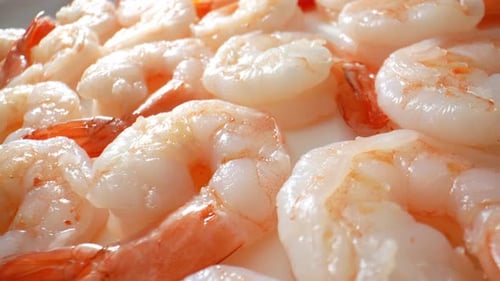 Boiled Shrimp in stunning footage. 4K.