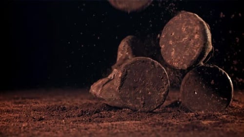 Chocolate Truffles Falling in Slow Motion
