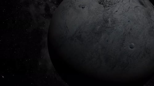 Dark Planet Rotation in Starfield Background
