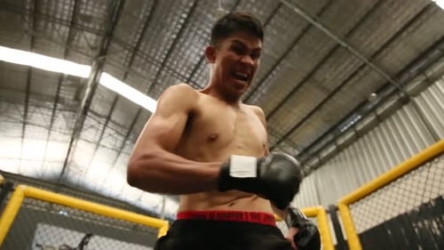 Man Training Boxing in fitness gym, Boxing Ring