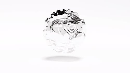 Abstract Chrome Liquid Metal Sphere Organic Design 3D Render White Background Silver Fluid Shape Ref
