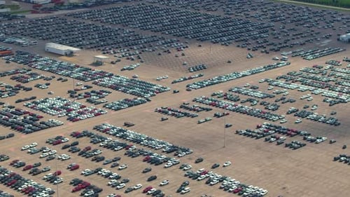 Automotive Industry Import or Export of New Cars at Production Factory Warehouse Vehicles for Sale