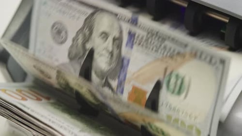 Money Counter Counting New One Hundred Dollar Bills