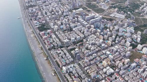 Aerial Video of Seaside Skyline in the Evening