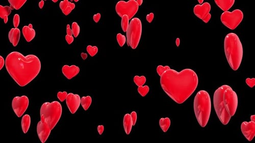 Falling Red Hearts Glossy Animation