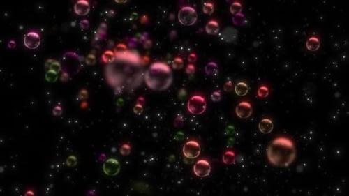 Vibrant Glowing Bubbles and Sparkling Particles Abstract Background Loop