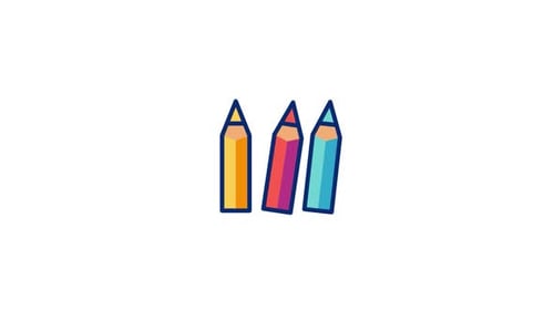 Flat Design Animated Colored Pencils Element