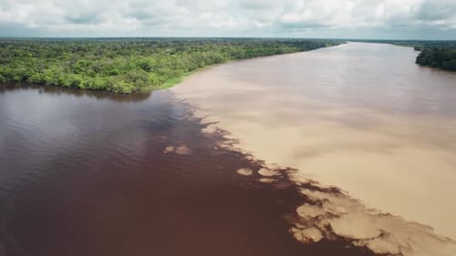 Aerial View of Three Rivers Meeting in the Amazon - Estrella Fluvial del Sur - Guainía, Colombia