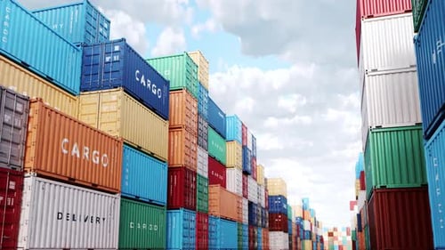 Cargo Containers in a Port Freight Shipping Import and Export Logistics and Transportation