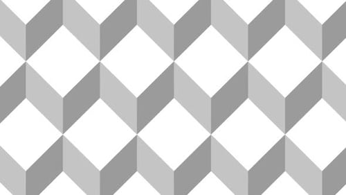 Digital animation of multiple white 3d cubes against grey background