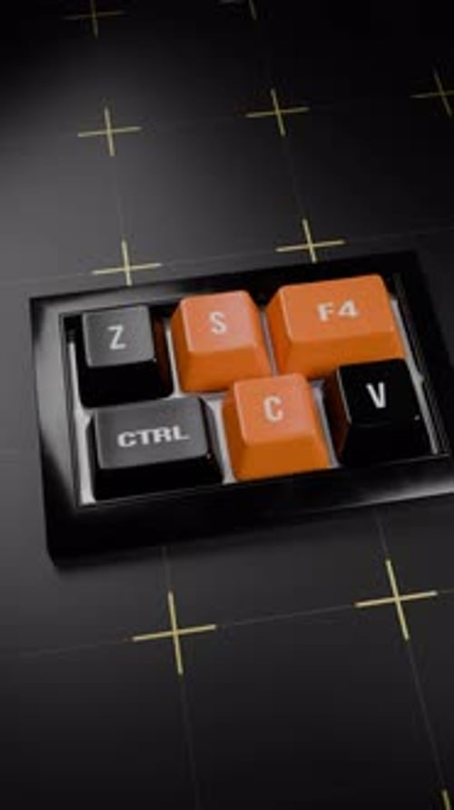 Representación 3D de una animación de teclado