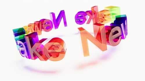 Dynamic Glass Text Animation: Rotating Fake News Message