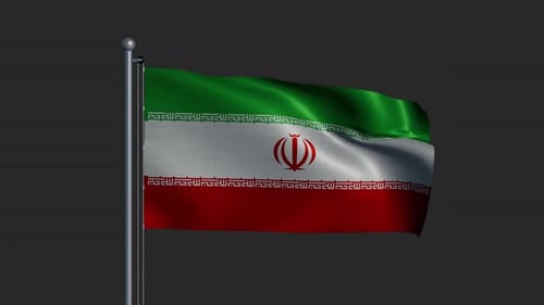 Waving Flag of Iran on Flagpole