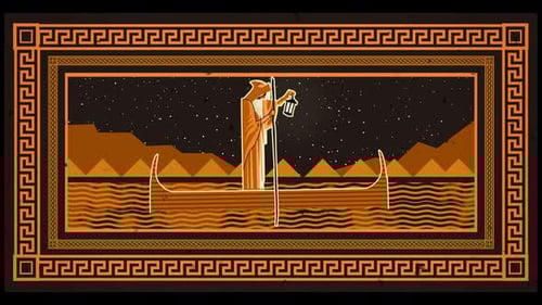 Acheron ferryman crossing the river of the underworld