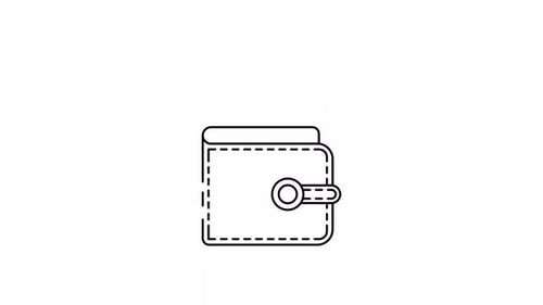 wallet and jump gold coins line art minimalist animation 2D video for investment concept
