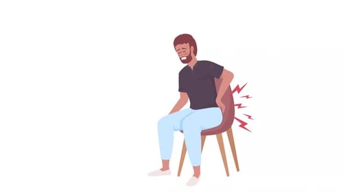 Animated Male Character with Cramps