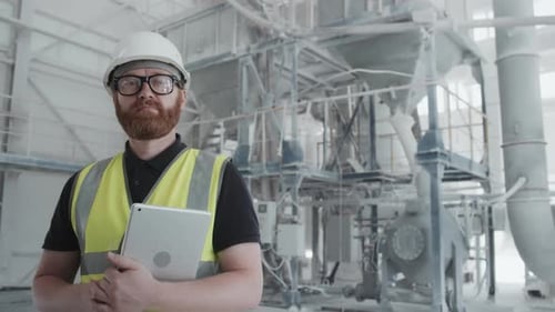 Confident Engineer With Digital Tablet In Modern Factory