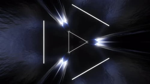 White Sci-Fi Glossy Triangle Tunnel Background Vj Loop In 4K