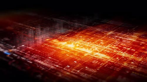 Futuristic Digital Data Network Grid Background Loop