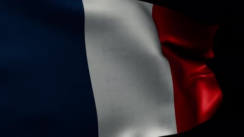 Flag of France with Realistic Textile Motion Animated on Alpha Channel