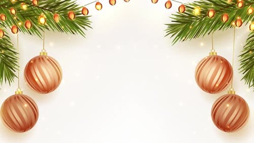 Elegant Christmas Ornaments and Pine Branches Looping Background