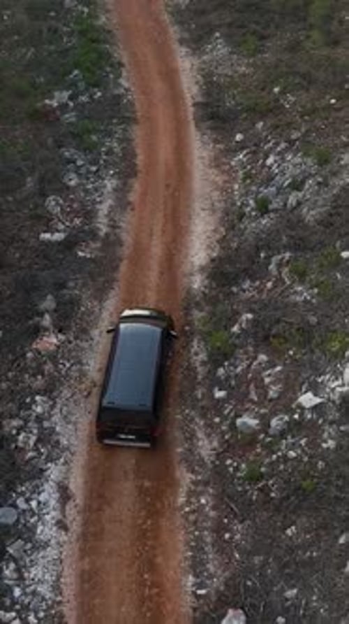 Vertical Video Breathtaking Forest Journey Luxurious Black Car Driving Through the Enigmatic
