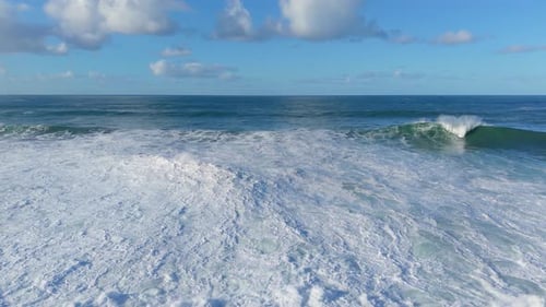 Foamy Sea Waves - Wide, Slow Motion