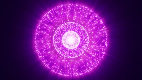 Abstract Purple Neon Particle Rings Loop Background