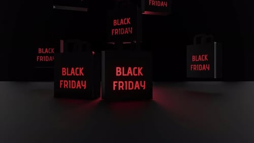 Black Friday Sale Promotion Glowing Shopping Bags Animation