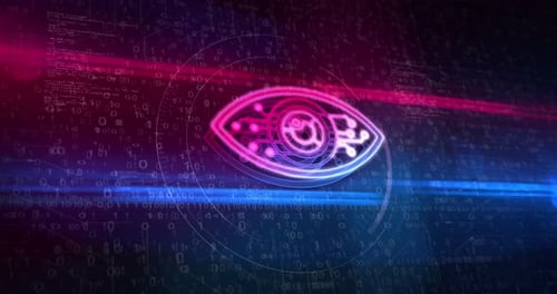 Digital eye symbol on abstract digital background