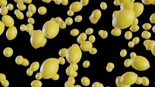 Bright lemons cascade in a vibrant, energetic motion against black