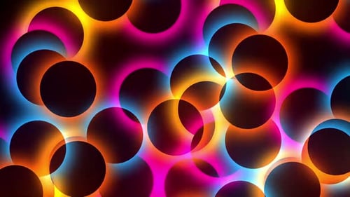 Vibrant Neon Glowing Circles Abstract Background Animation