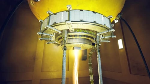 Futuristic Sci-Fi Energy Beam Machine in Industrial Chamber