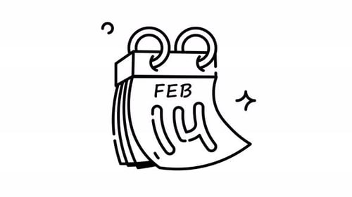 Hand-Drawn February 14 Calendar Sketch Animation