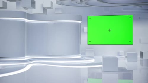 News Broadcasting, 3D Virtual Studio With Tv Green Screen