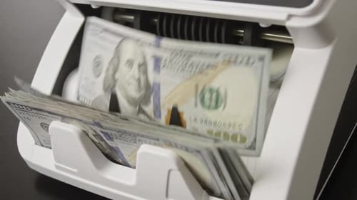 Cash Counting Process with Hundred Dollar Notes Banking Operation and Finance with Money Movement