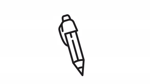 Animated pen line art icon . Seamless looping video with alpha channel on transparent background