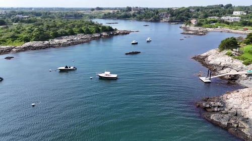 Aerial view of Ocean Avenue and boats, United States.
