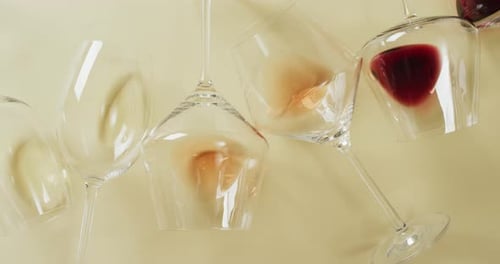 Wine Glasses with Traces of Rose and Red Wine