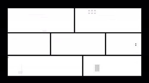 Collage-Kollektion: Glitchscreen-Effekt mit rechteckigen Formen in einem Rasterlayout in einer Schleife