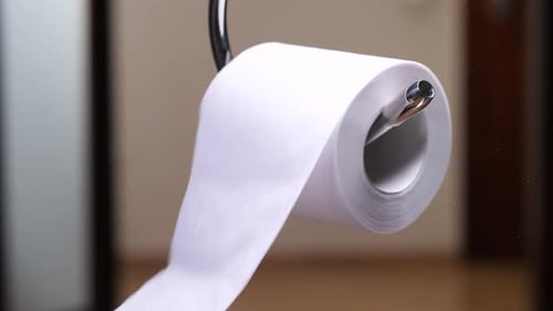 Accelerated Unwinding of Toilet Paper Roll Toilet Paper Consumption Concept