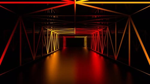 Geristerter Spiegelkorridor-Hintergrund, Rot und Orange, VJ Loop In 4K
