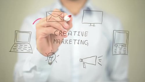 Creative Marketing Writing on Clear Screen Display