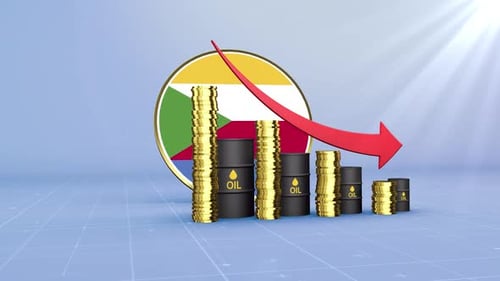 Comoros Oil Revenue Decline With Red Arrow
