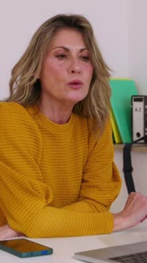 Businesswoman Working on Laptop in Office Montage