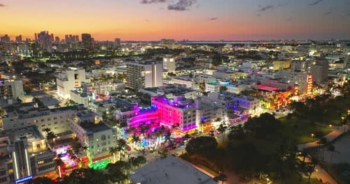 Ocean Drive in Miami Beach Florida at Sunset Iconic Travel Destination