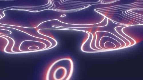 Abstrakte lila geschlungene futuristische Hightech-Landschaft mit Bergen