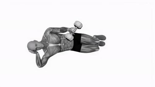 Anatomical Human Figure Performing Lying Lateral Dumbbell Raise
