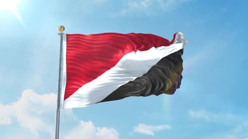 Realistic Waving Flag Animation in Blue Sky